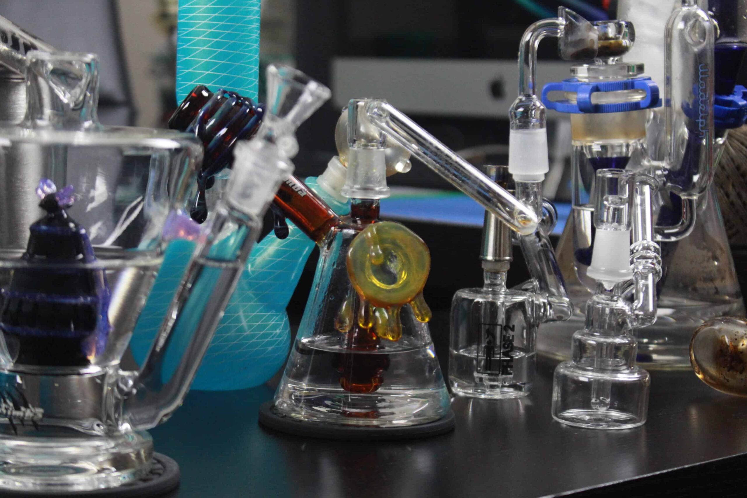 Examples of dab rigs used for inhaling cannabis concentrates like Live Resin